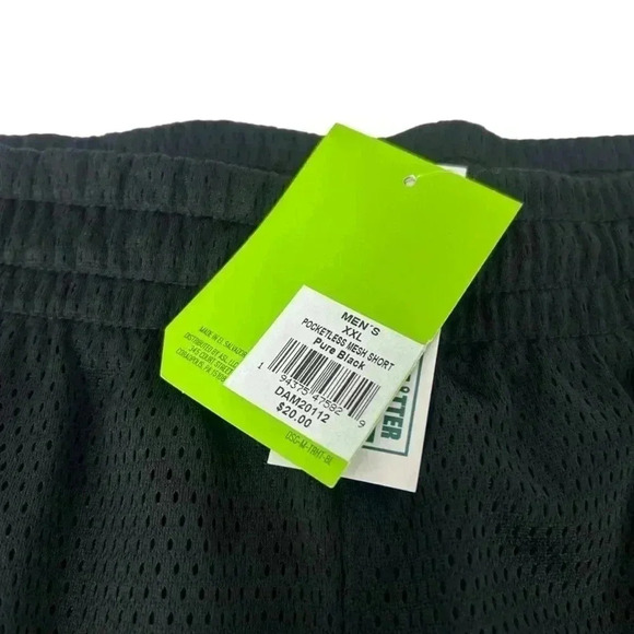 DSG POCKETLESS MESH SHORTS MENS SIZE XXL PURE BLACK ATHLETIC DRAWSTRING ATHLETE - Picture 2 of 10